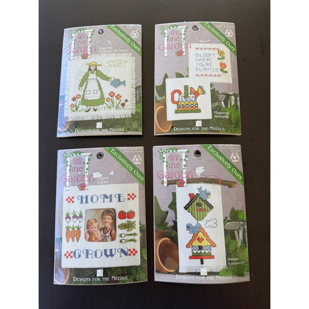 Designs For The Needle Cross Stitch Kits LOT OF 4 In The Garden Vintage 1996 NEW